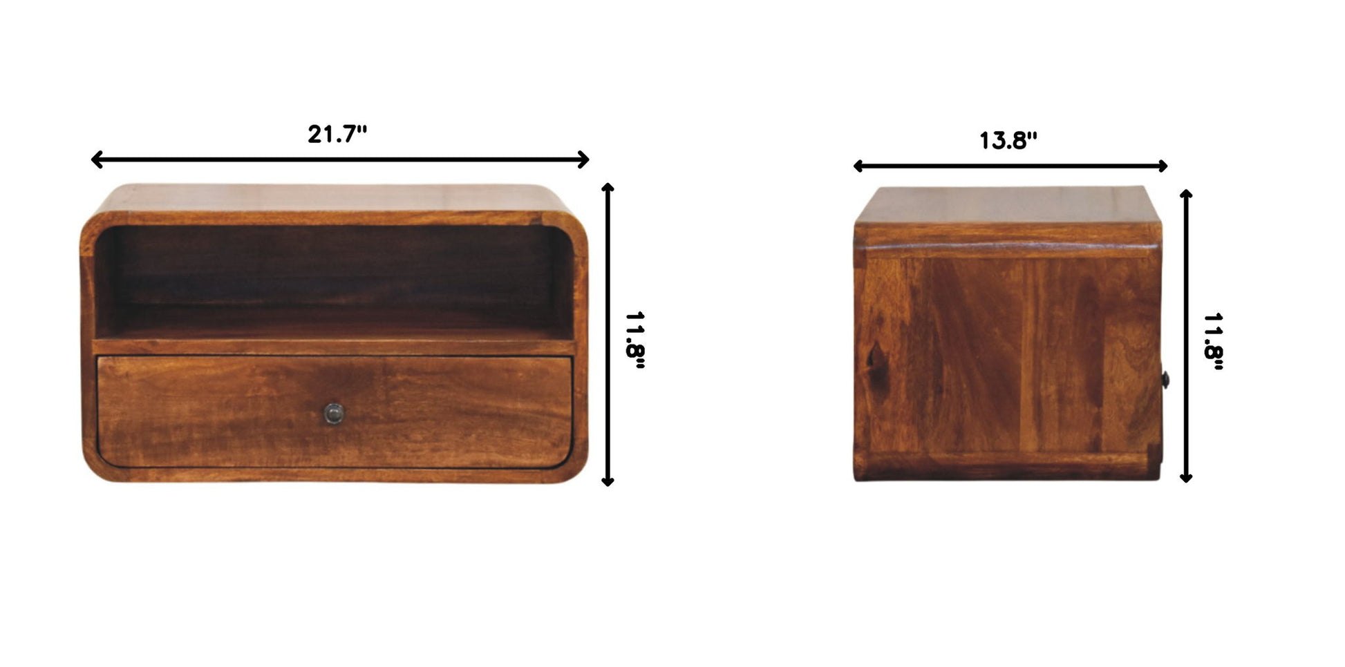 Curved Upper Slot Floating Nightstand - The Sleep Loft - Online Mattress Showroom NYC