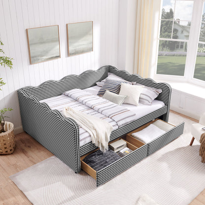 Gingham Daybed With USB Charging Port, Wave-Shaped Design - The Sleep Loft - Online Mattress Showroom NYC
