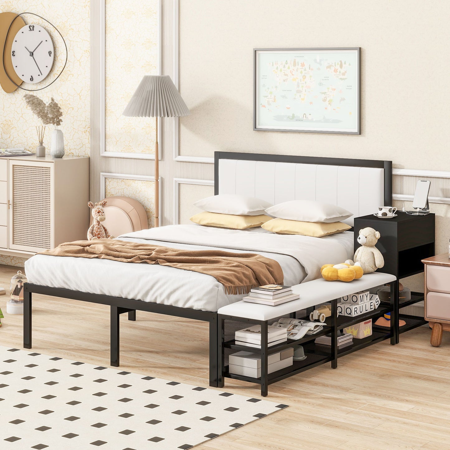 Platform Bed With 2 Tier Storage Shelves, Storage Cabinet - The Sleep Loft - Online Mattress Showroom NYC