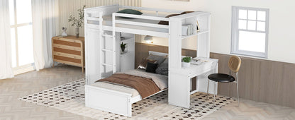 Loft Bed With A Stand Alone Bed, Shelves, Desk, And Wardrobe - The Sleep Loft - Online Mattress Showroom NYC