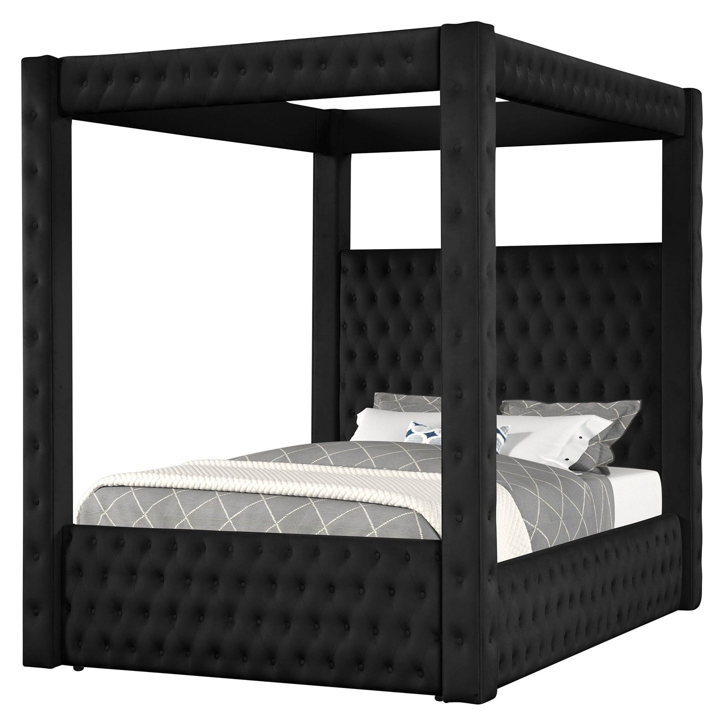 Modern 4 Poster Bed With Tufted Headboard And Footboard - The Sleep Loft - Online Mattress Showroom NYC