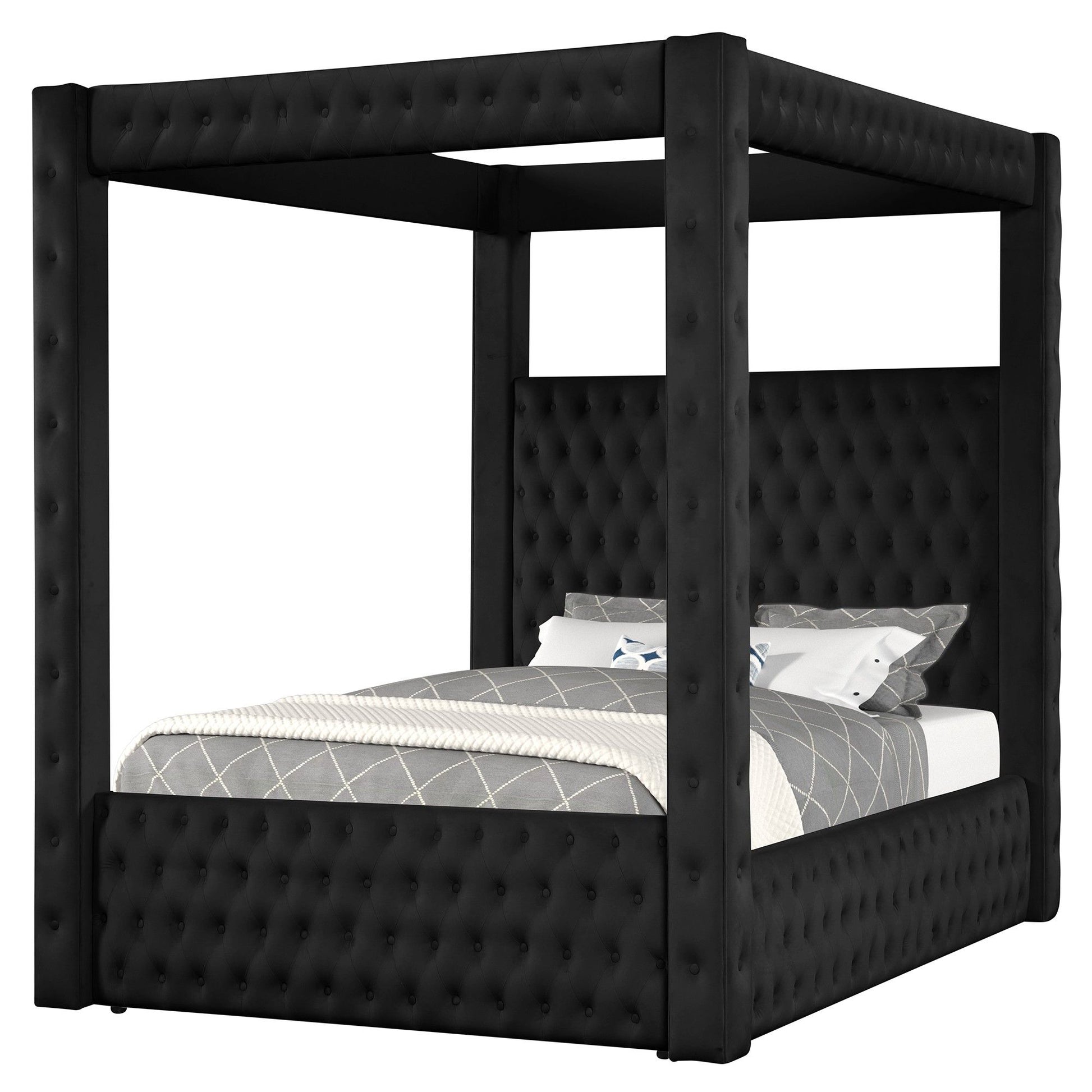 Modern 4 Poster Bed With Tufted Headboard And Footboard - The Sleep Loft - Online Mattress Showroom NYC