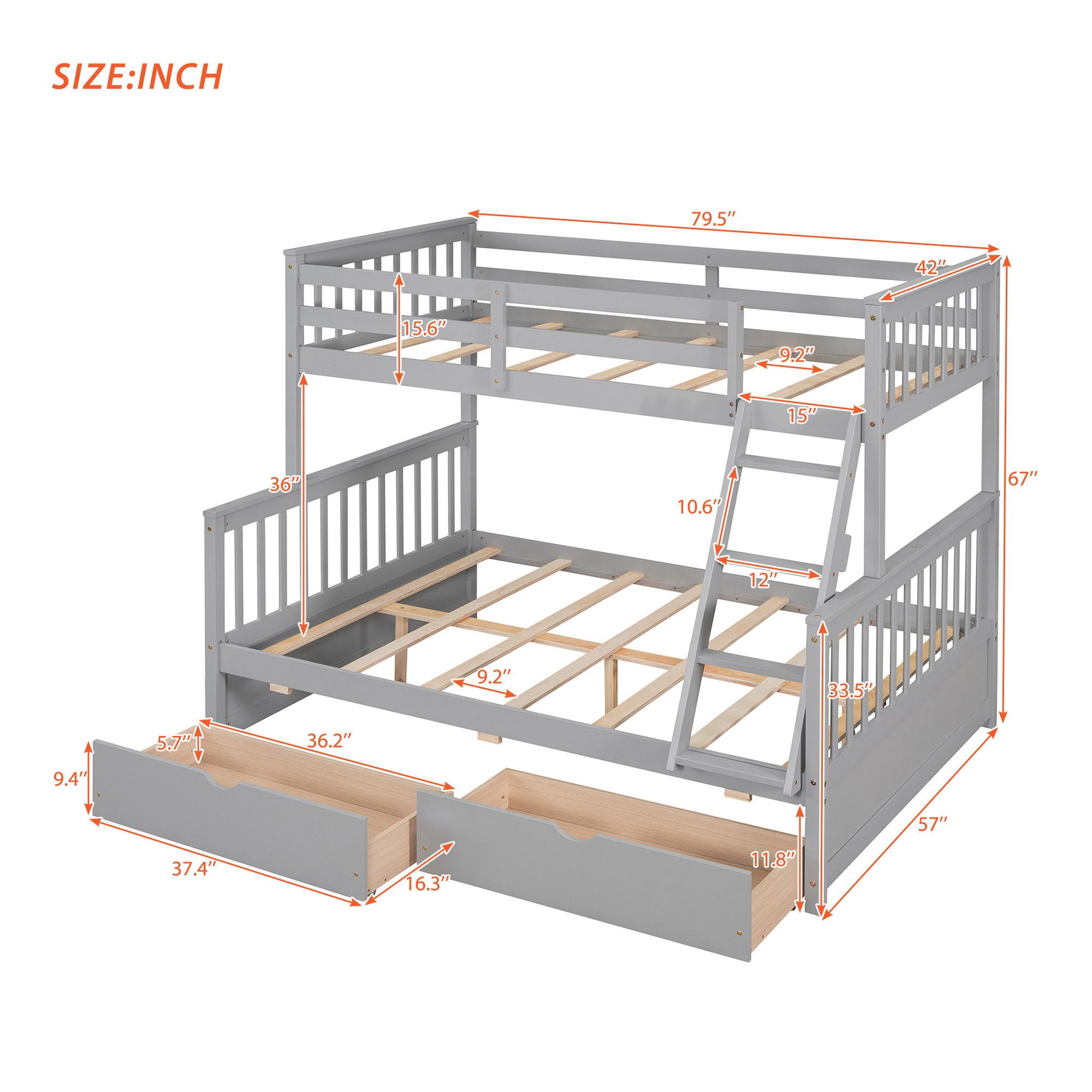 Bunk Bed With Ladders And 2 Storage Drawers - The Sleep Loft - Online Mattress Showroom NYC