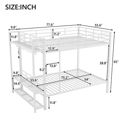 Bunk Bed With Storage Shelves, Clothes Hooks, LED Light - The Sleep Loft - Online Mattress Showroom NYC