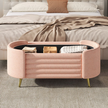 Modern Oval Storage Ottoman With Upholstery - The Sleep Loft - Online Mattress Showroom NYC