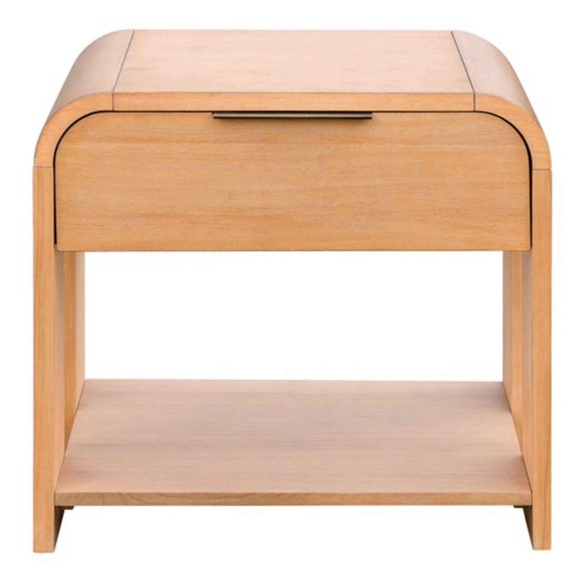 1 Drawer Waterfall Nightstand With Mid Century Design - Natural - The Sleep Loft - Online Mattress Showroom NYC