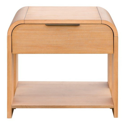 1 Drawer Waterfall Nightstand With Mid Century Design - Natural - The Sleep Loft - Online Mattress Showroom NYC