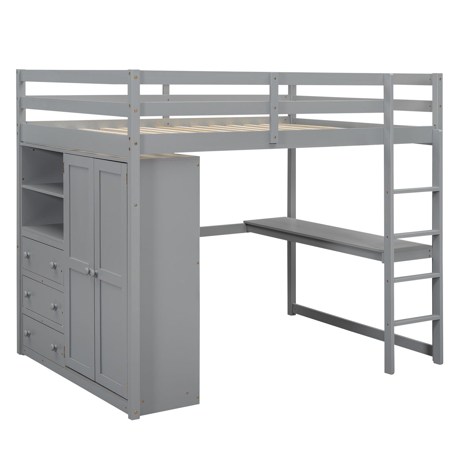 Loft Bed With Built In Wardrobe, Shelves And Drawers - The Sleep Loft - Online Mattress Showroom NYC