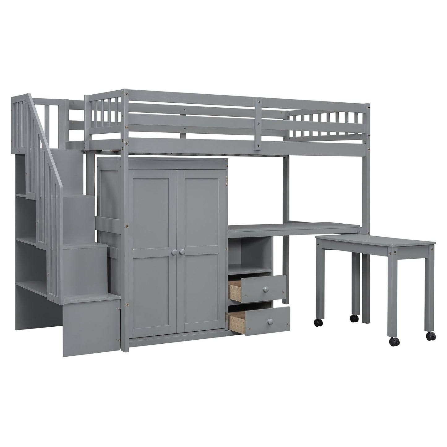 Loft Bed With Stairs, Bookshelf, Drawers, Desk & Wardrobe, Space Saving Multifunctional Furniture - The Sleep Loft - Online Mattress Showroom NYC