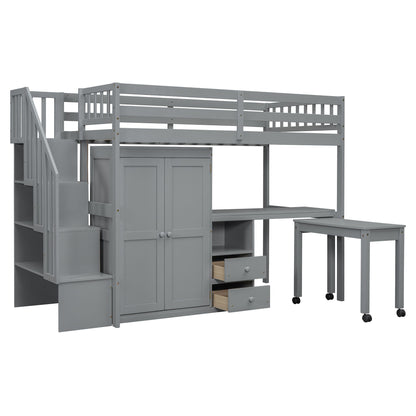Loft Bed With Stairs, Bookshelf, Drawers, Desk & Wardrobe, Space Saving Multifunctional Furniture - The Sleep Loft - Online Mattress Showroom NYC