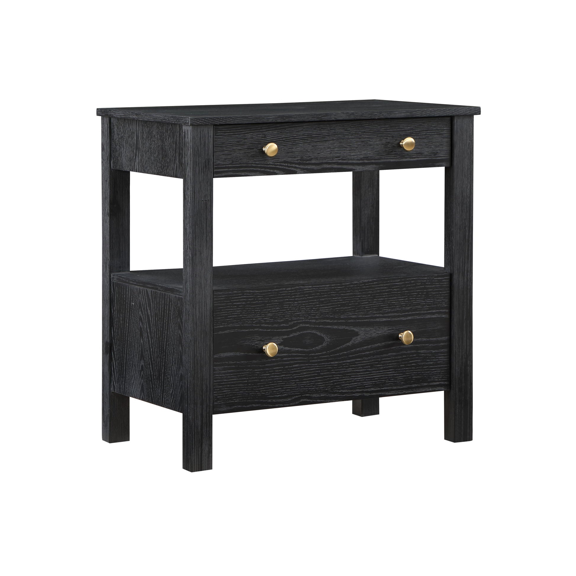 Danielle - 2 Drawer Nightstand With Knobs - Black - The Sleep Loft - Online Mattress Showroom NYC