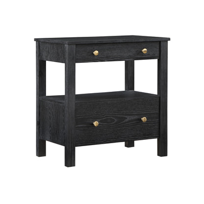 Danielle - 2 Drawer Nightstand With Knobs - Black - The Sleep Loft - Online Mattress Showroom NYC