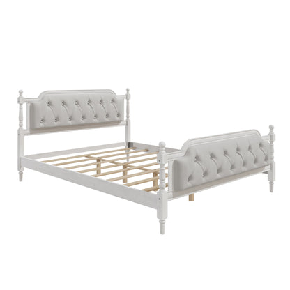 Traditional Style Solid Bed Frame With Upholstered Tufted Headboard, No Box Spring Needed - The Sleep Loft - Online Mattress Showroom NYC