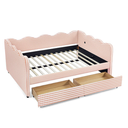 Gingham Daybed With USB Charging Port, Wave-Shaped Design - The Sleep Loft - Online Mattress Showroom NYC