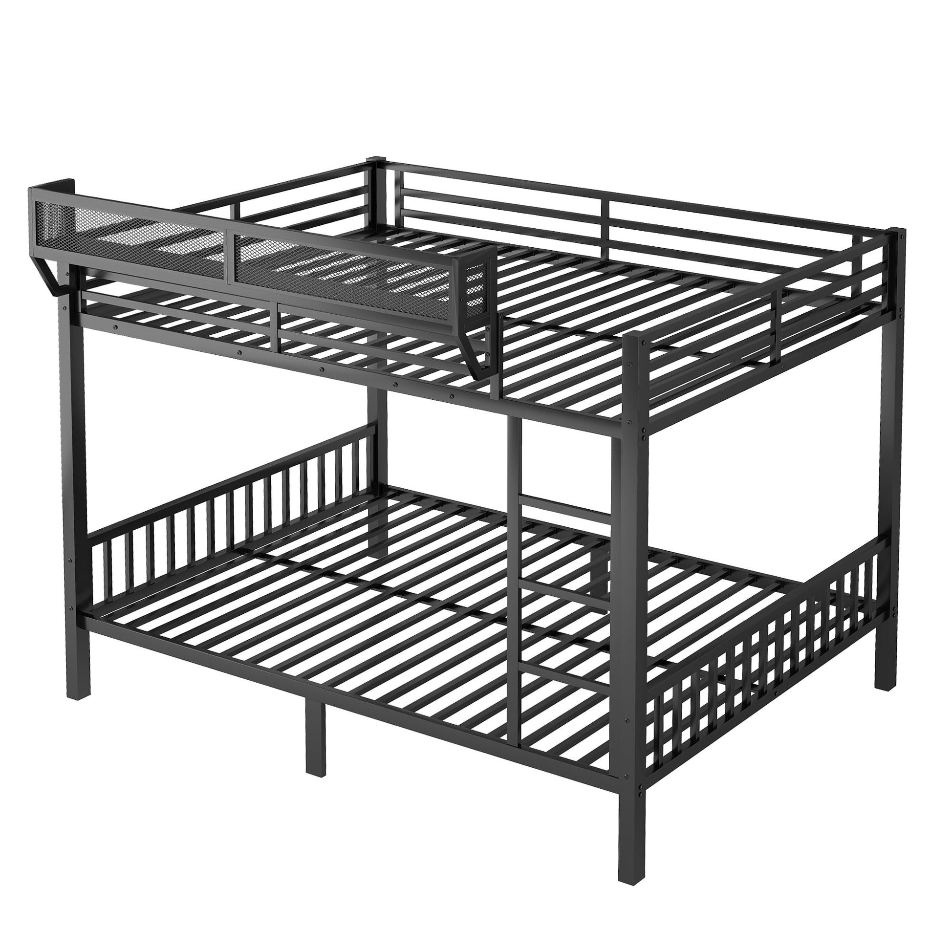Queen Over Queen Bunk Bed With Ladder And Storage Shelf - Black - The Sleep Loft - Online Mattress Showroom NYC