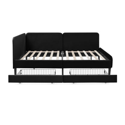 Upholstered Platform Bed Frame With 2 Storage Drawers And Adjustable Sofa Bed - The Sleep Loft - Online Mattress Showroom NYC