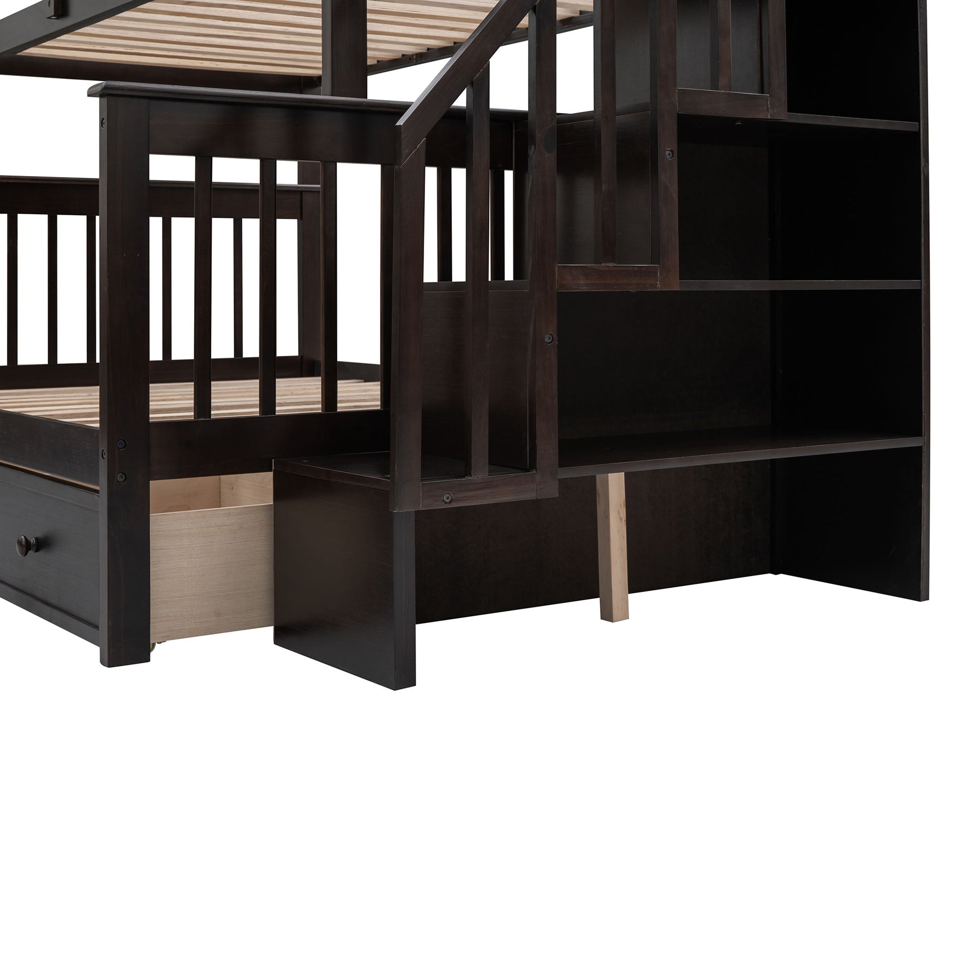 Stairway Bunk Bed With Storage And Guard Rail For Bedroom - The Sleep Loft - Online Mattress Showroom NYC