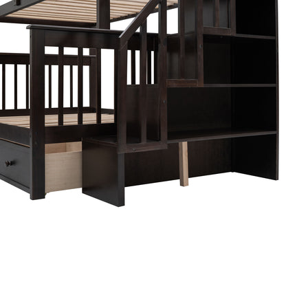 Stairway Bunk Bed With Storage And Guard Rail For Bedroom - The Sleep Loft - Online Mattress Showroom NYC