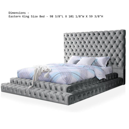 Tufted Oversized Headboard Platform Bed With Fully Upholstered Frame