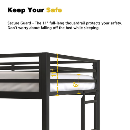 Adam - Twin Loft Bunk Bed With Cinnamon Wood Desk And Closet Rod - Black - The Sleep Loft - Online Mattress Showroom NYC