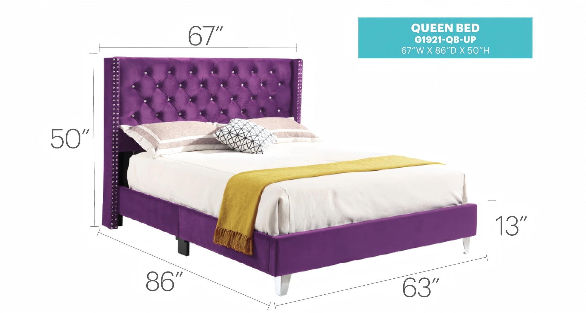 Upholstered Nailhead Trim Chic Bed - The Sleep Loft - Online Mattress Showroom NYC