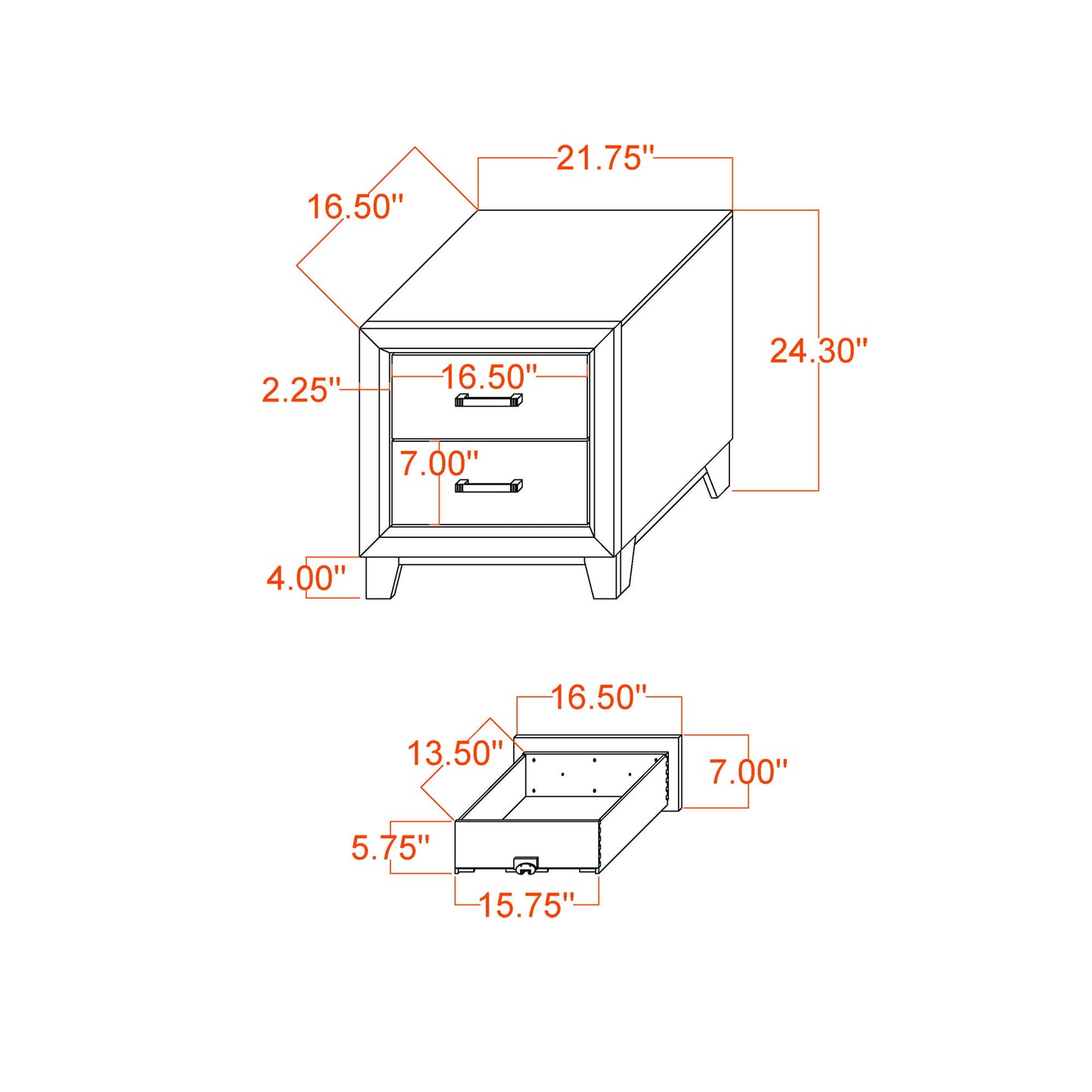Soluto - Nightstand - Gray / Black - The Sleep Loft - Online Mattress Showroom NYC