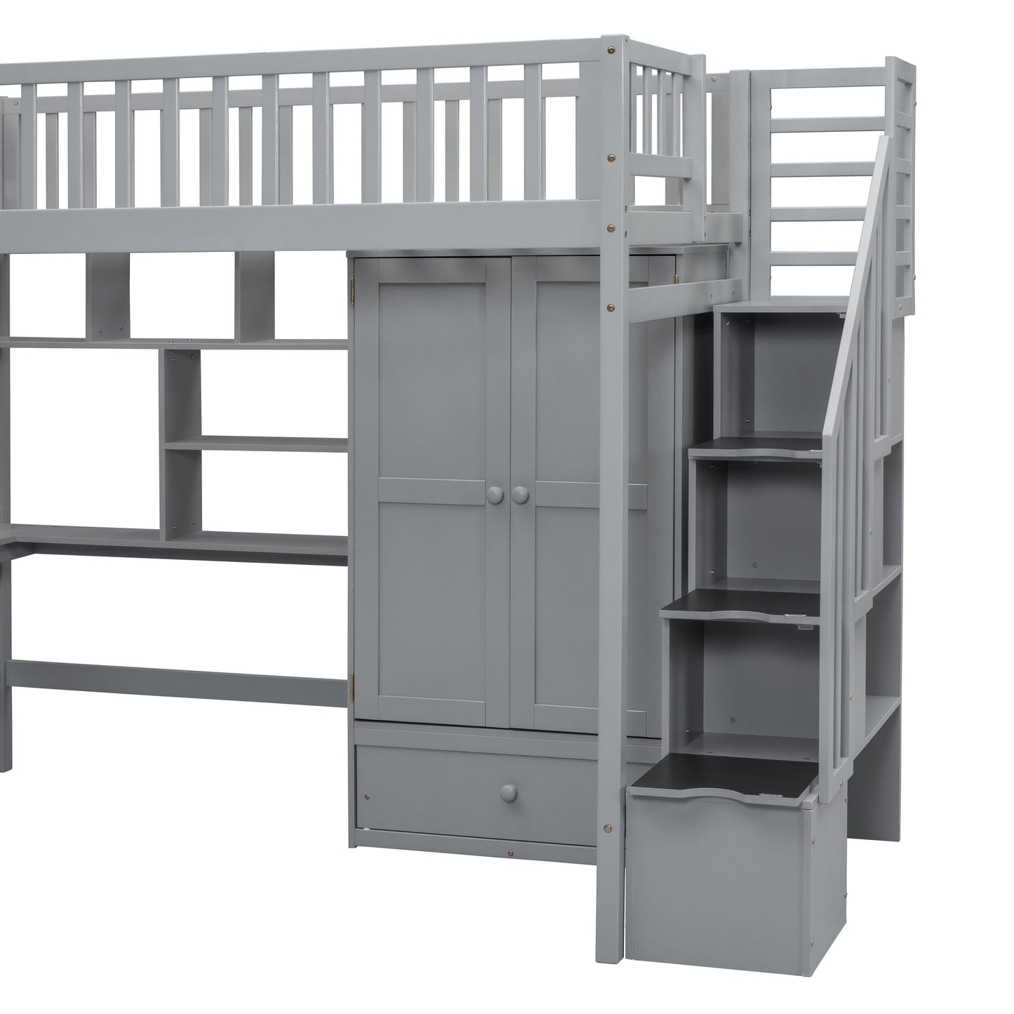 Loft Bed With Bookshelf, Drawers, Desk, And Wardrobe - The Sleep Loft - Online Mattress Showroom NYC