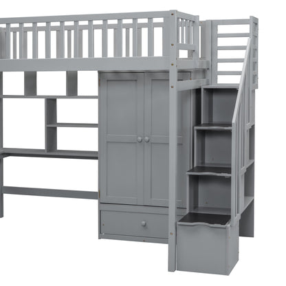Loft Bed With Bookshelf, Drawers, Desk, And Wardrobe - The Sleep Loft - Online Mattress Showroom NYC