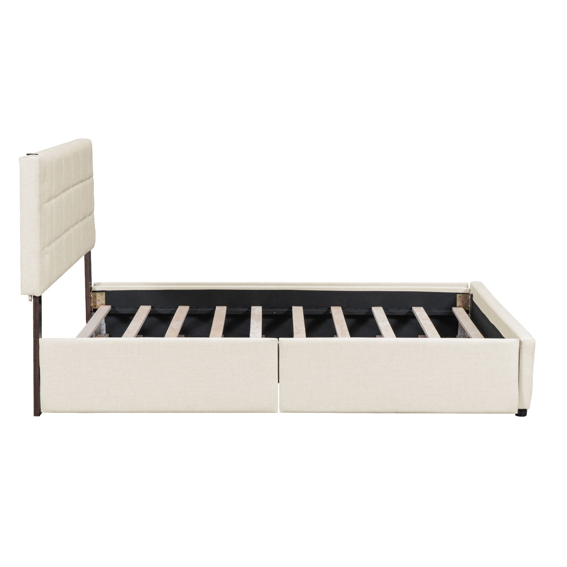 Upholstered Platform Bed With Trundle & Drawers - The Sleep Loft - Online Mattress Showroom NYC