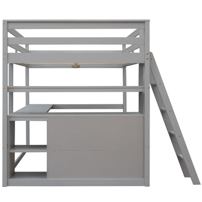 Modern Loft Bed With Built In Desk, Shelves, And 2 Drawers - The Sleep Loft - Online Mattress Showroom NYC