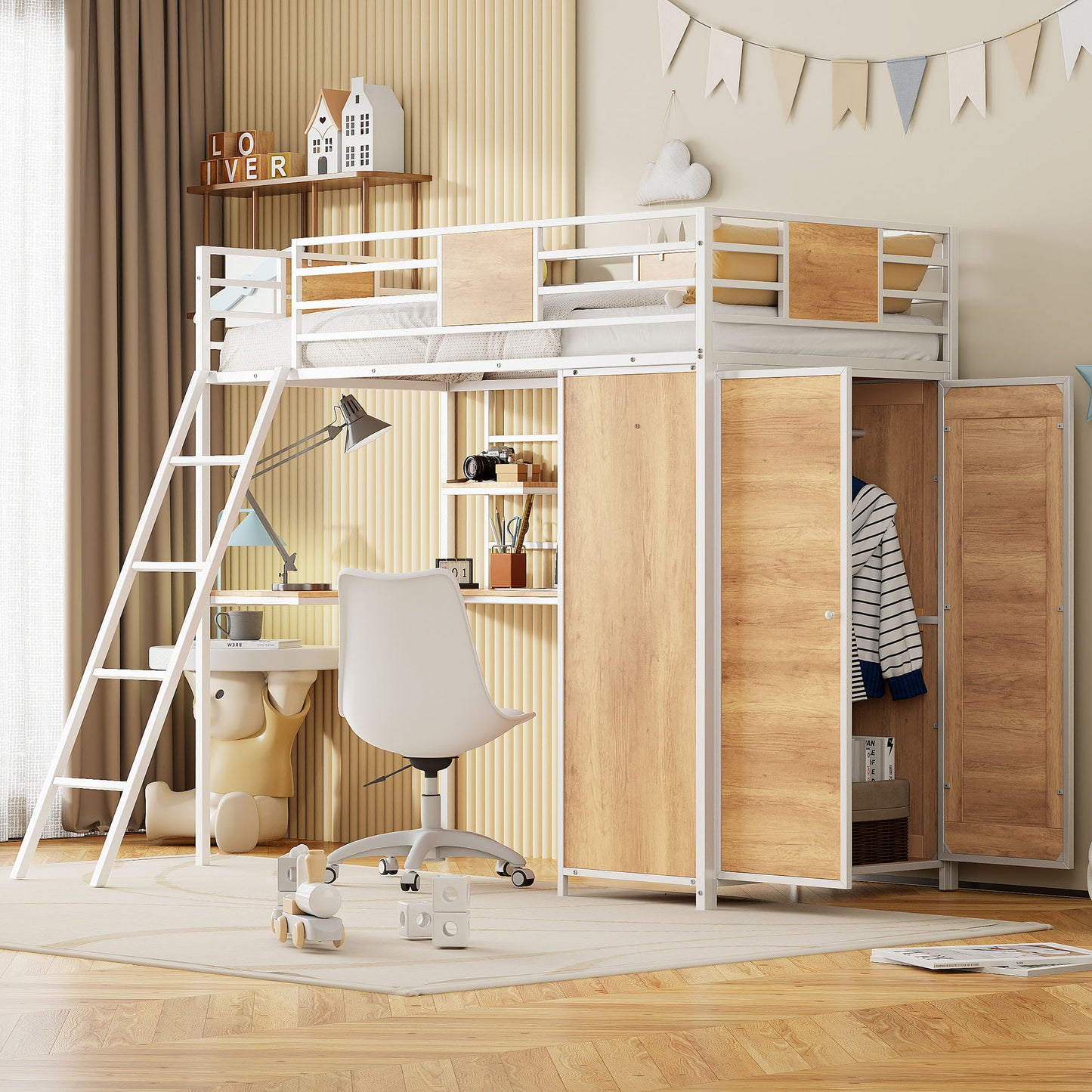 Loft Bed With L Shape Desk And Wardrobe - The Sleep Loft - Online Mattress Showroom NYC