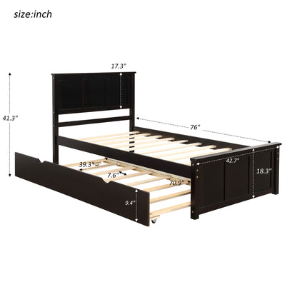 Platform Bed With Twin Trundle, Twin Size - Espresso - The Sleep Loft - Online Mattress Showroom NYC