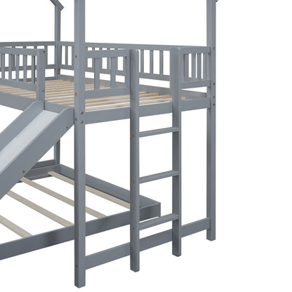 House Bunk Bed With Slide And Built In Ladder - The Sleep Loft - Online Mattress Showroom NYC