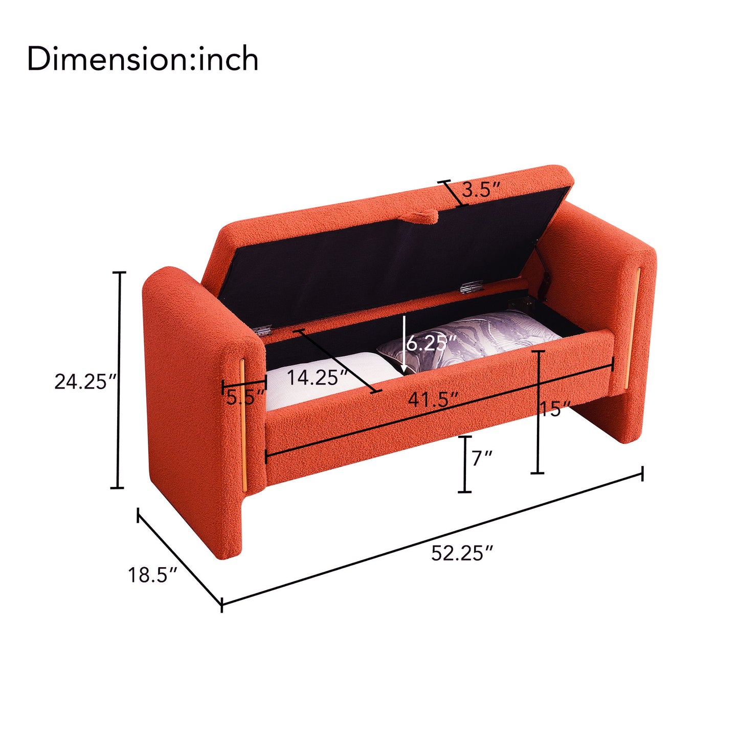 Modern Teddy Upholstered Large Bed End Bench With Arms And Storage - The Sleep Loft - Online Mattress Showroom NYC