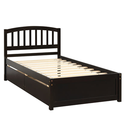 Platform Storage Bed Wood Bed Frame With Two Drawers And Headboard - The Sleep Loft - Online Mattress Showroom NYC