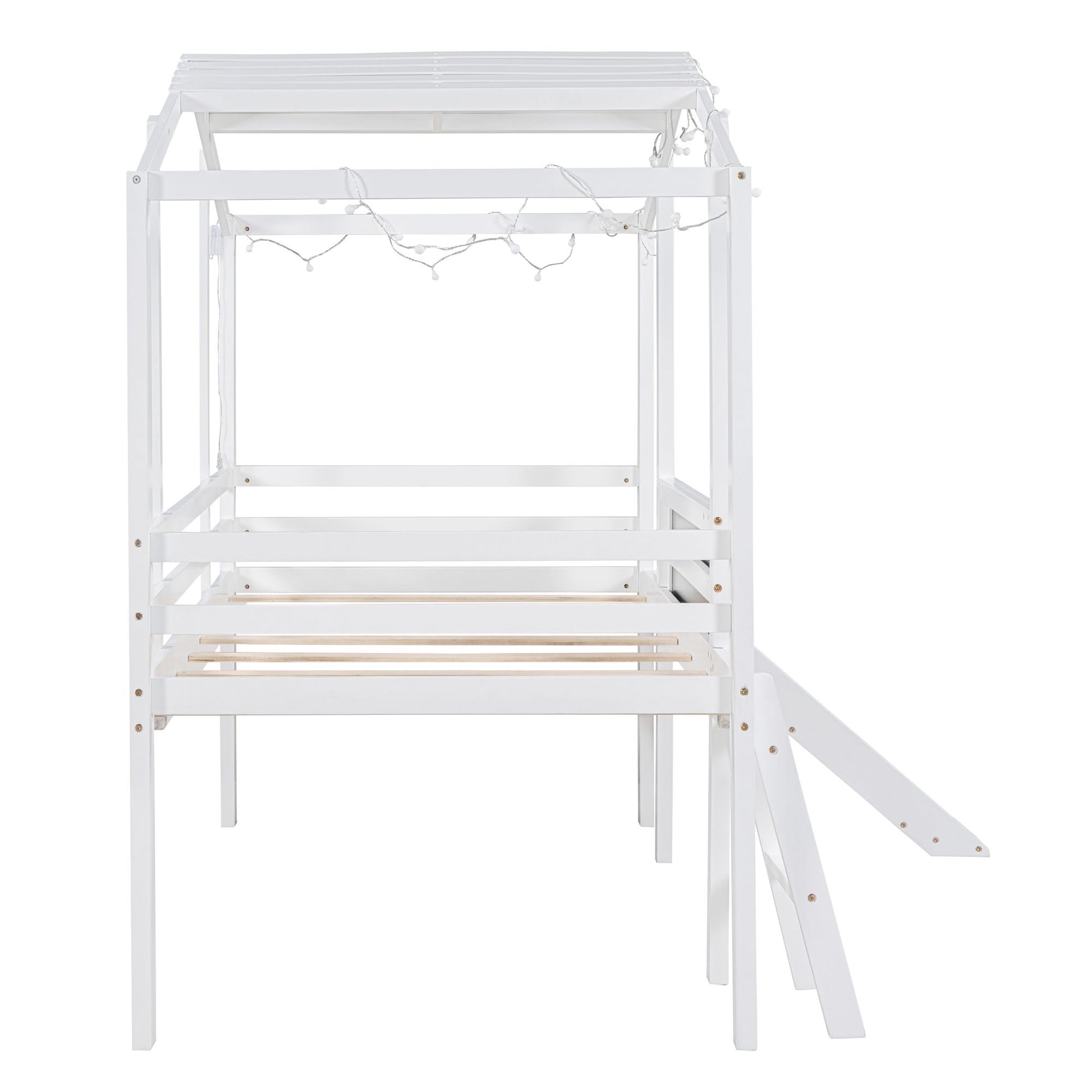 Loft House Bed With Ladder And Slide, With board And Light Strip On The Roof - The Sleep Loft - Online Mattress Showroom NYC