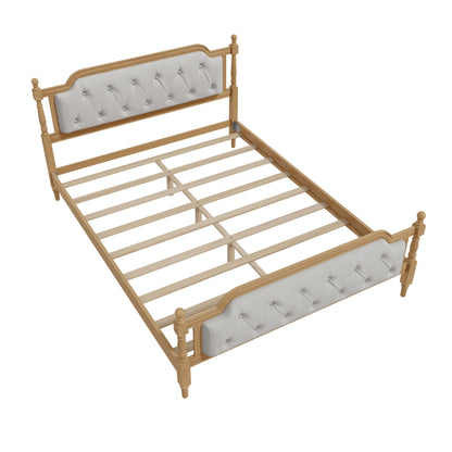 Traditional Style Solid Bed Frame With Upholstered Tufted Headboard, No Box Spring Needed - The Sleep Loft - Online Mattress Showroom NYC