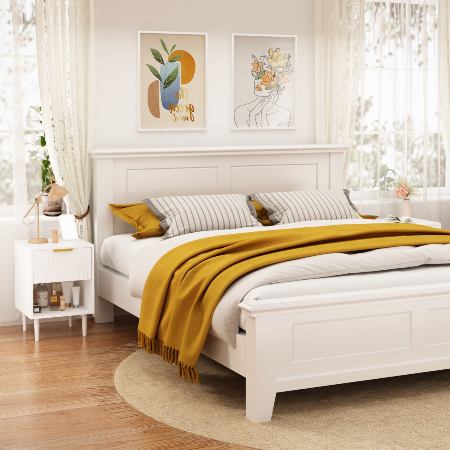 Nightstand With 1 Drawer And Open Shelf - White - The Sleep Loft - Online Mattress Showroom NYC