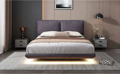 Upholstered Platform Bed With Sensor Light And 2 Large Backrests, With 2 Sets Of USB Port And Socket On Each Rear Bed Leg - The Sleep Loft - Online Mattress Showroom NYC
