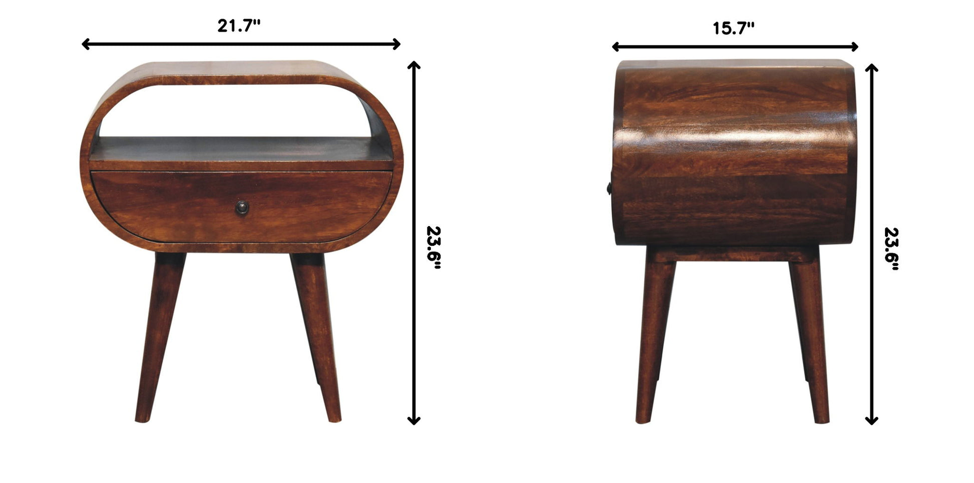 Large Chestnut Circular Bedside - The Sleep Loft - Online Mattress Showroom NYC