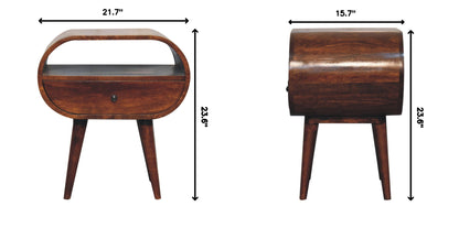 Large Chestnut Circular Bedside - The Sleep Loft - Online Mattress Showroom NYC