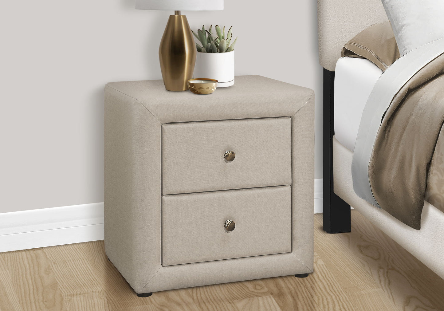 Nightstand, Storage Drawer Versatile Use, Upholstered, Transitional - The Sleep Loft - Online Mattress Showroom NYC