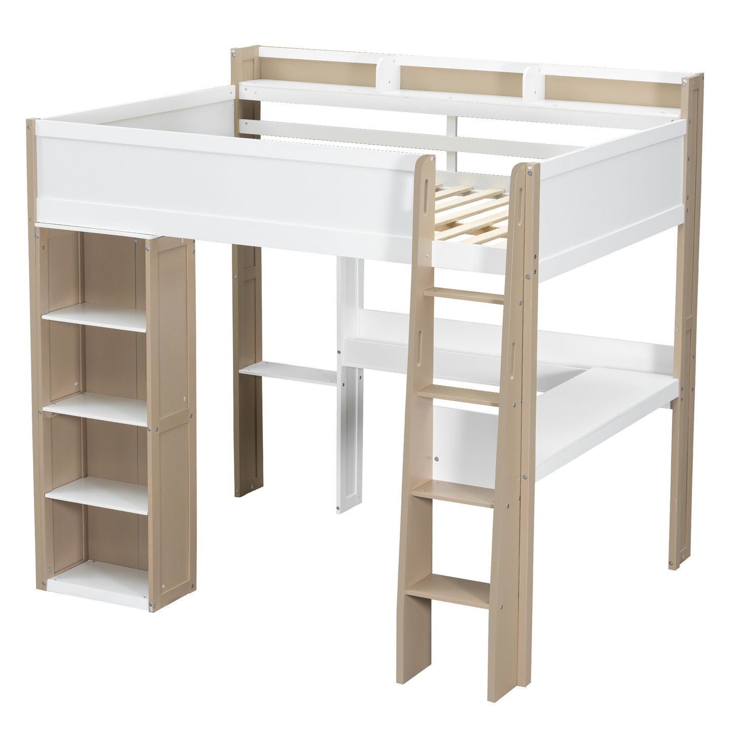 Loft Bed With Built In Storage Shelves, Clothes Rail, And Desk - The Sleep Loft - Online Mattress Showroom NYC