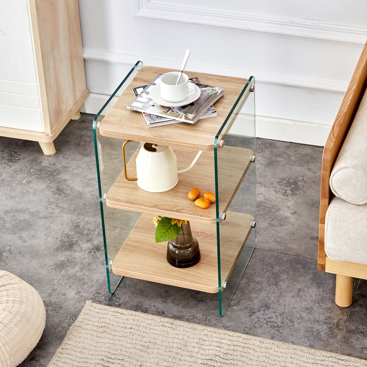 Modern 3 Layer Bedside Cabinet With Storage Function - The Sleep Loft - Online Mattress Showroom NYC