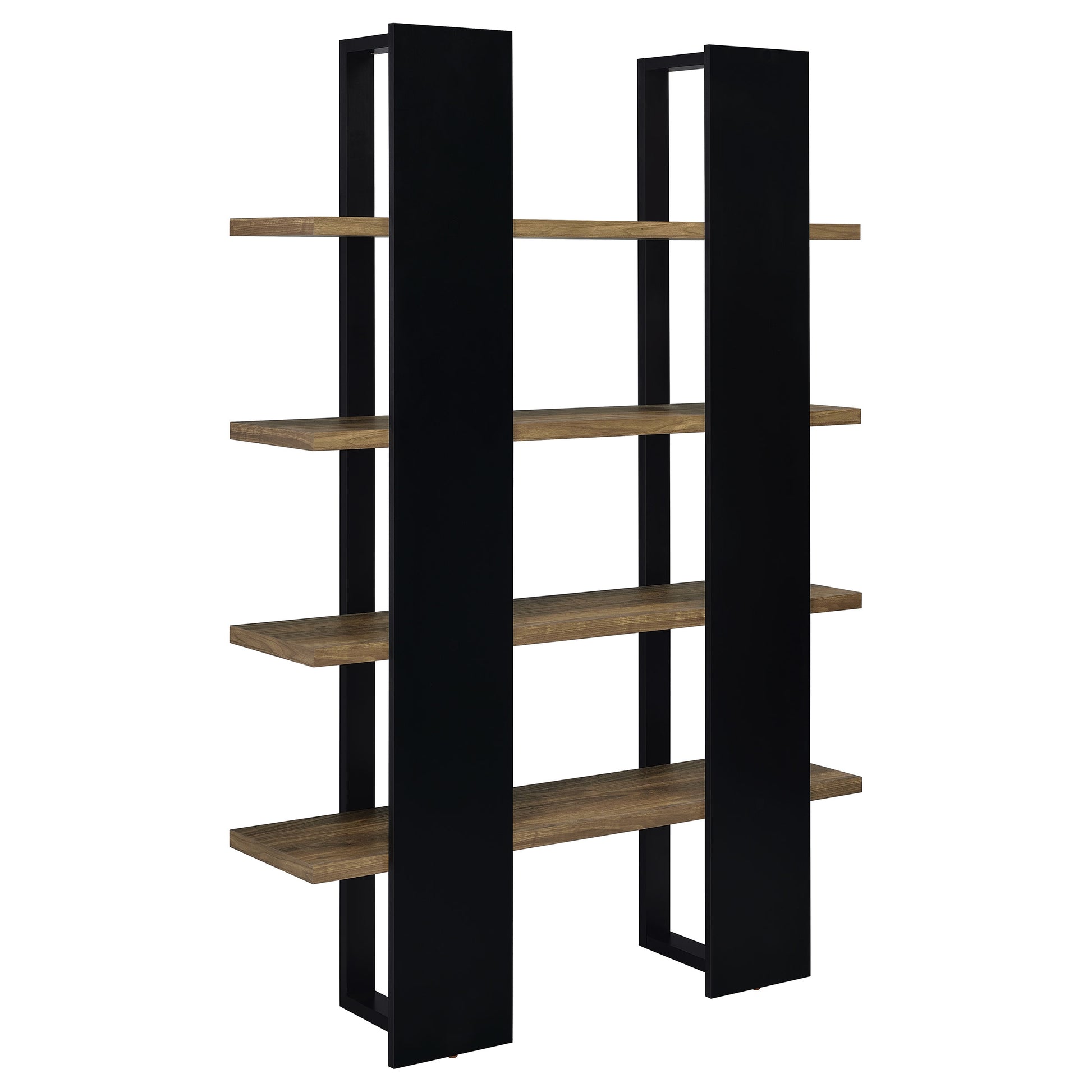 Danbrook 71-inch 4-shelf Bookshelf Black and Aged Walnut
