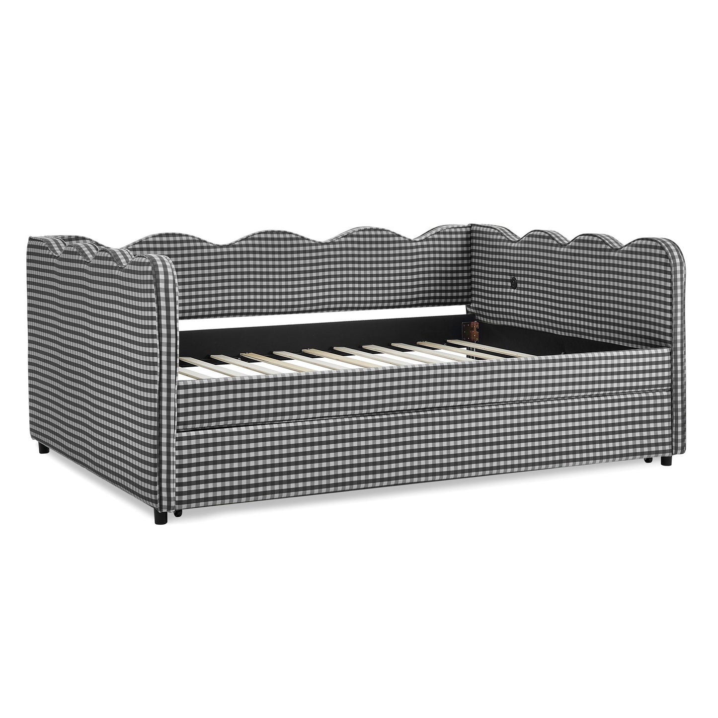 Gingham Daybed With USB Charging Port, Wave-Shaped Design - The Sleep Loft - Online Mattress Showroom NYC
