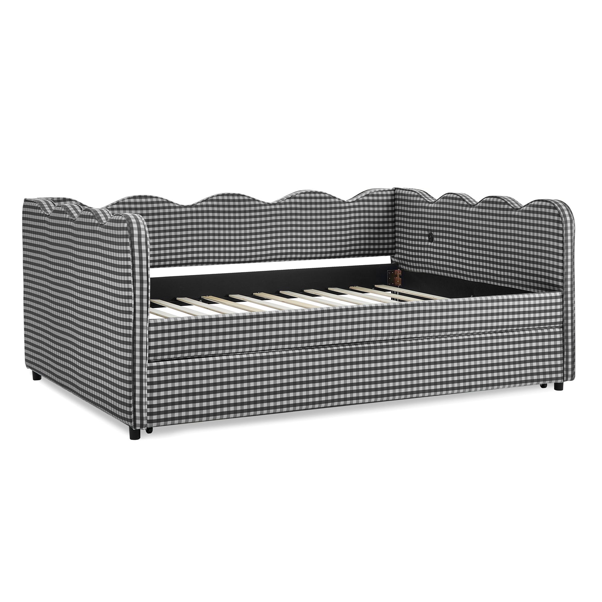 Gingham Daybed With USB Charging Port, Wave-Shaped Design - The Sleep Loft - Online Mattress Showroom NYC
