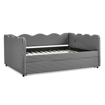 Gingham Daybed With USB Charging Port, Wave-Shaped Design - The Sleep Loft - Online Mattress Showroom NYC