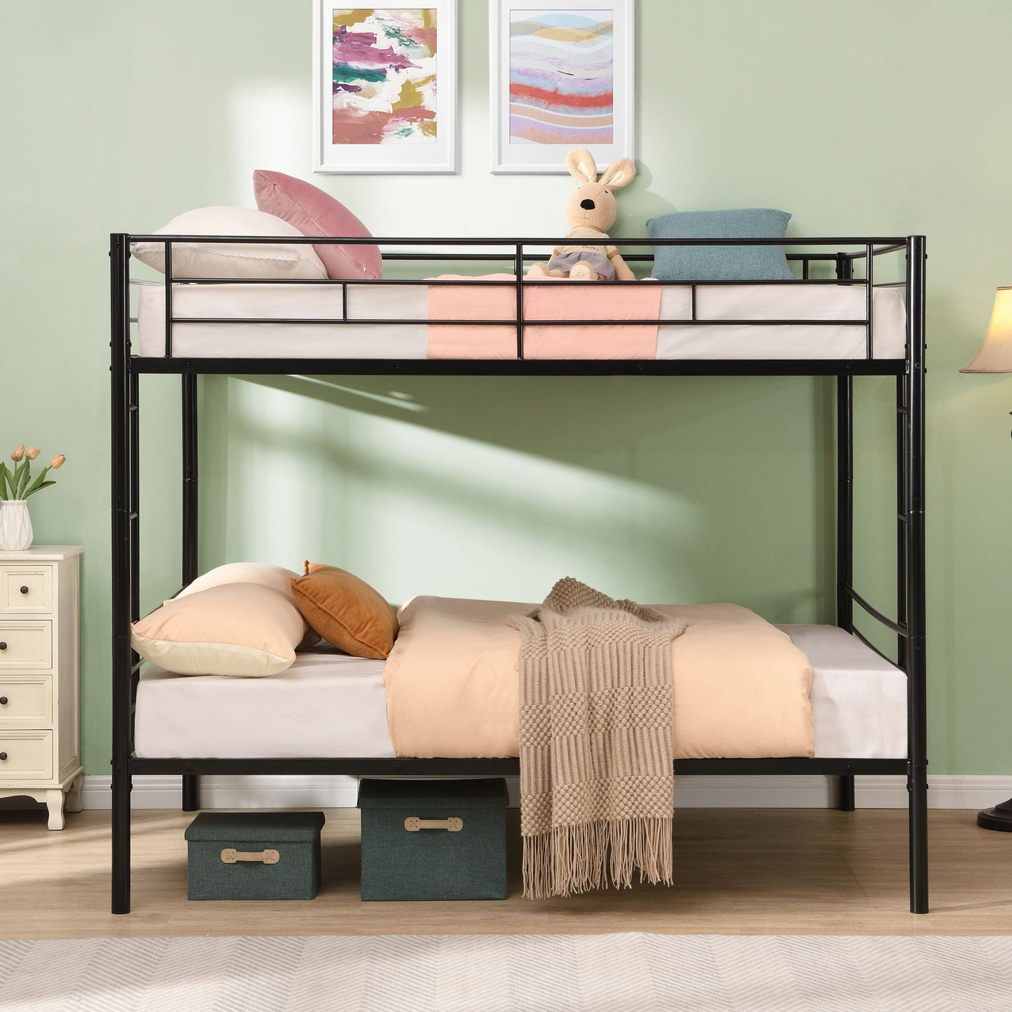 Modern Metal Bunk Bed, Full Over Full, No Box Spring Needed - Black - The Sleep Loft - Online Mattress Showroom NYC