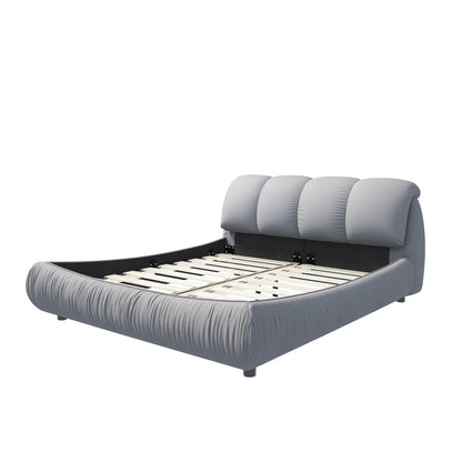 Luxury Upholstered Platform Bed With Oversized Padded Backrest And Solid Wood Frame - The Sleep Loft - Online Mattress Showroom NYC